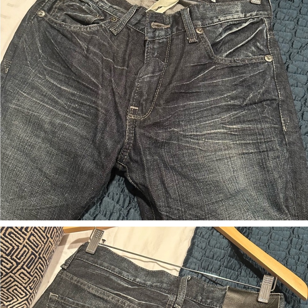 Guess Blue Relaxed Fit Jeans with Distressed Wash